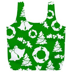 Green White Backdrop Background Card Christmas Full Print Recycle Bags (L) 