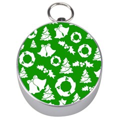 Green White Backdrop Background Card Christmas Silver Compasses