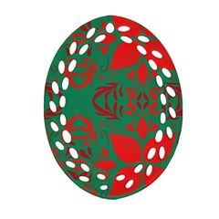 Christmas Background Oval Filigree Ornament (two Sides)