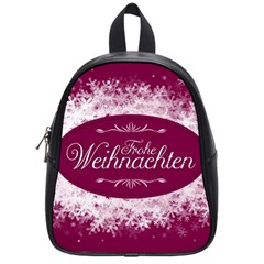 Christmas Card Red Snowflakes School Bag (small) by Celenk