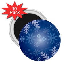 Snowflakes Background Blue Snowy 2 25  Magnets (10 Pack) 