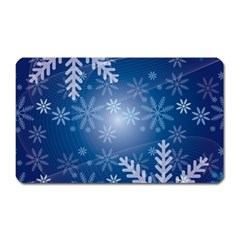 Snowflakes Background Blue Snowy Magnet (rectangular) by Celenk