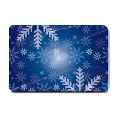 Snowflakes Background Blue Snowy Small Doormat  by Celenk