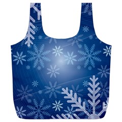 Snowflakes Background Blue Snowy Full Print Recycle Bags (l)  by Celenk