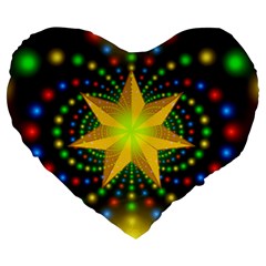 Christmas Star Fractal Symmetry Large 19  Premium Heart Shape Cushions by Celenk