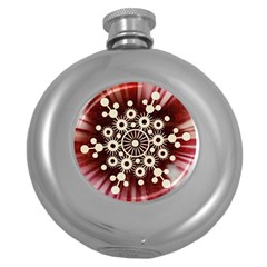 Background Star Red Abstract Round Hip Flask (5 Oz)