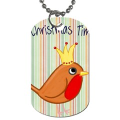 Bird Christmas Card Blue Modern Dog Tag (two Sides) by Celenk