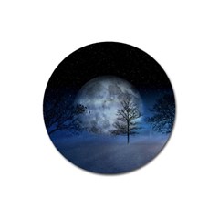 Winter Wintry Moon Christmas Snow Magnet 3  (round) by Celenk