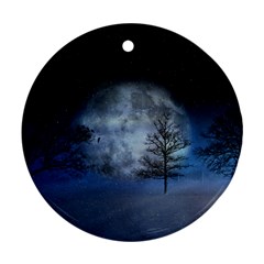 Winter Wintry Moon Christmas Snow Round Ornament (two Sides) by Celenk