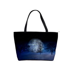 Winter Wintry Moon Christmas Snow Shoulder Handbags by Celenk