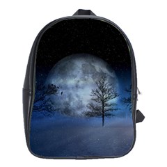 Winter Wintry Moon Christmas Snow School Bag (large) by Celenk