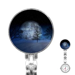 Winter Wintry Moon Christmas Snow Stainless Steel Nurses Watch by Celenk