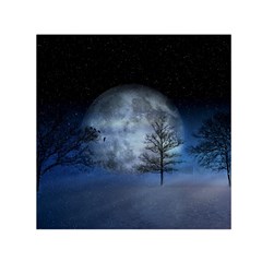 Winter Wintry Moon Christmas Snow Small Satin Scarf (square) by Celenk