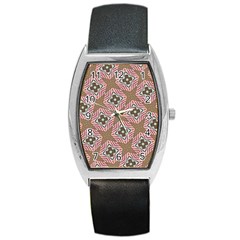 Pattern Texture Moroccan Print Barrel Style Metal Watch