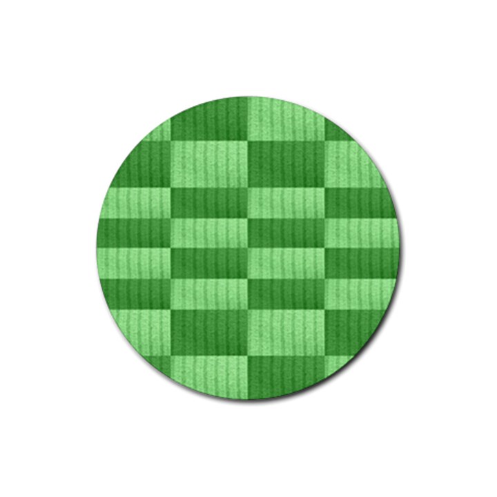 Wool Ribbed Texture Green Shades Rubber Round Coaster (4 pack) 