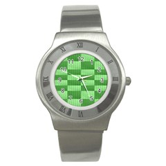 Wool Ribbed Texture Green Shades Stainless Steel Watch