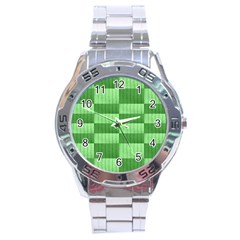 Wool Ribbed Texture Green Shades Stainless Steel Analogue Watch