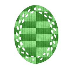 Wool Ribbed Texture Green Shades Oval Filigree Ornament (Two Sides)