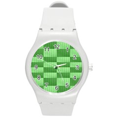 Wool Ribbed Texture Green Shades Round Plastic Sport Watch (M)