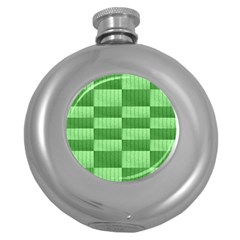 Wool Ribbed Texture Green Shades Round Hip Flask (5 Oz)