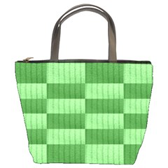 Wool Ribbed Texture Green Shades Bucket Bags by Celenk