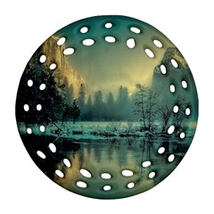 Yosemite Park Landscape Sunrise Round Filigree Ornament (two Sides) by Celenk