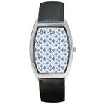 Snowflakes Winter Christmas Card Barrel Style Metal Watch Front