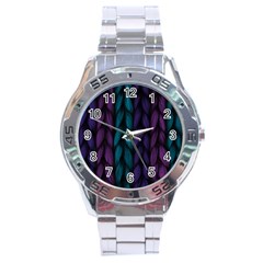 Background Weave Plait Blue Purple Stainless Steel Analogue Watch by Celenk