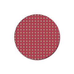 Christmas Wrapping Paper Rubber Round Coaster (4 Pack)  by Celenk