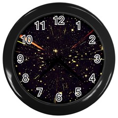 Star Sky Graphic Night Background Wall Clocks (black) by Celenk