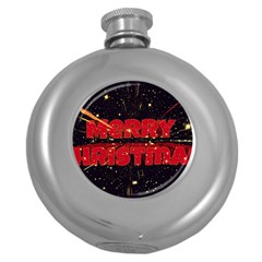 Star Sky Graphic Night Background Round Hip Flask (5 Oz)