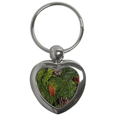 Branch Christmas Cone Evergreen Key Chains (heart)  by Celenk