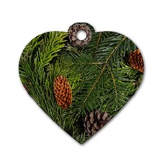 Branch Christmas Cone Evergreen Dog Tag Heart (one Side) by Celenk