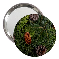 Branch Christmas Cone Evergreen 3  Handbag Mirrors by Celenk