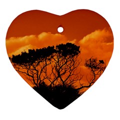 Trees Branches Sunset Sky Clouds Heart Ornament (two Sides)