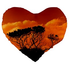 Trees Branches Sunset Sky Clouds Large 19  Premium Heart Shape Cushions by Celenk