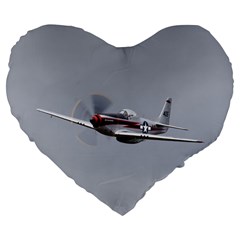 P-51 Mustang Flying Large 19  Premium Heart Shape Cushions by Ucco