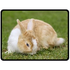 Beautiful Blue Eyed Bunny On Green Grass Fleece Blanket (large)  by Ucco