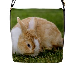 Beautiful Blue Eyed Bunny On Green Grass Flap Messenger Bag (l)  by Ucco