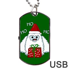 Yeti Xmas Dog Tag Usb Flash (two Sides) by Valentinaart