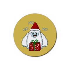 Yeti Xmas Rubber Coaster (round)  by Valentinaart