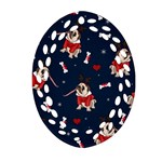 Pug Xmas Pattern Ornament (Oval Filigree) Front