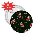 Pug Xmas Pattern 2.25  Buttons (10 pack)  Front