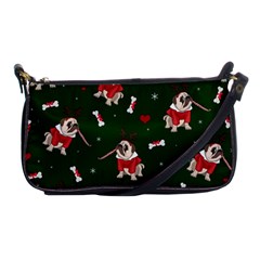 Pug Xmas Pattern Shoulder Clutch Bags by Valentinaart