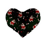 Pug Xmas Pattern Standard 16  Premium Flano Heart Shape Cushions Back