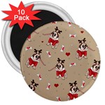 Pug Xmas Pattern 3  Magnets (10 pack)  Front