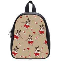 Pug Xmas Pattern School Bag (small) by Valentinaart