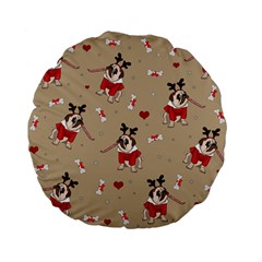 Pug Xmas Pattern Standard 15  Premium Flano Round Cushions by Valentinaart