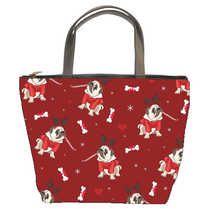 Pug Xmas Pattern Bucket Bags