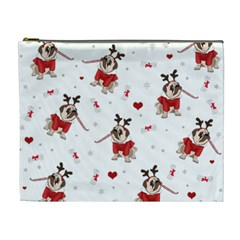 Pug Xmas Pattern Cosmetic Bag (xl) by Valentinaart